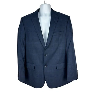 Izod Herren Blazer Sakko dunkelblau kariert zwei Knöpfe 42R - Bild 1 von 4