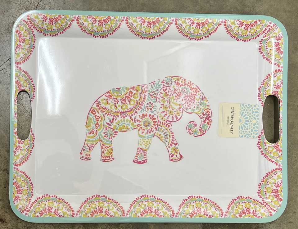 Juego de 2 platos grandes de melamina Cynthia Rowley Paisley Elephant Foto 1 de 1