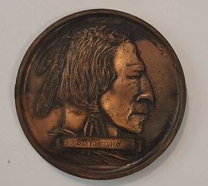 Copper color Buffalo Nickel Coaster /Paperweight 2 3/4” Lucky Nickel Dayton Ohio - Picture 1 of 2