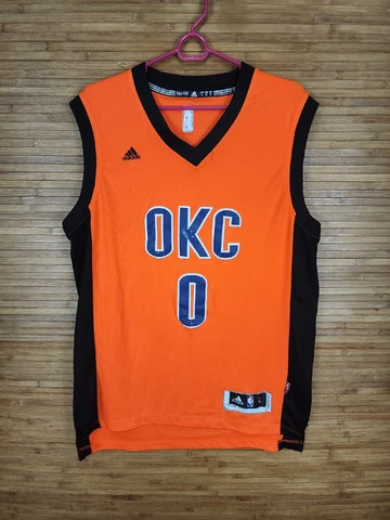 Adidas NBA Russell Westbrook Oklahoma City Thunder Orange Jersey #0 Mens L +2” Cover