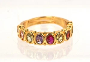Schöner mehrfarbiger CZ Ring Größe 7,25 22K 24K Gold GP Thai Schmuck GT8 - Bild 1 von 6