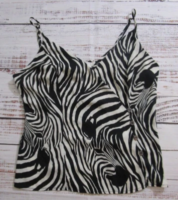 Astr The Label Black White Zebra Striped Spaghetti Strap Wrap Tank Top Womens M - Image 1 of 4
