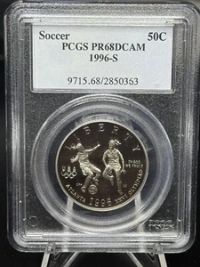 1996-S Soccer Commemorative Half PR68DCAM PCGS Proof 68 Deep Cameo - Picture 1 of 2
