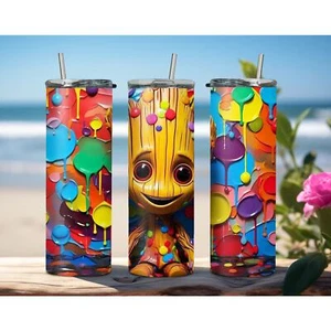 Marvel Groot 20oz Tumbler Travel Coffee Skinny Mug with Straw - Picture 1 of 1