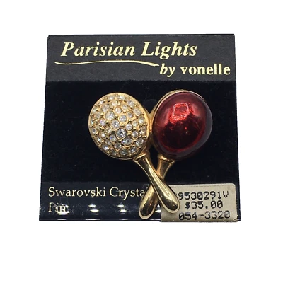 Parisian Lights Vonelle Swarovski Clear Crystal Red Jelly Belly Maracas Brooch - Image 1 of 4