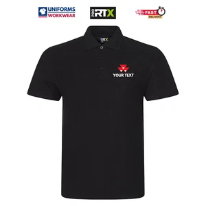 Massey Ferguson inspiriertes Traktor Farmer Poloshirt personalisiert gestickter Text - Bild 1 von 6