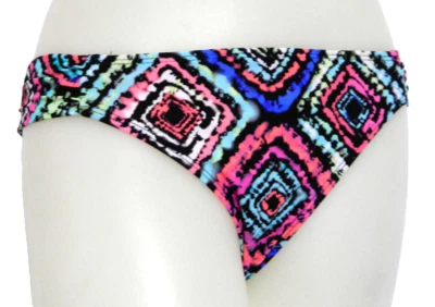 California Waves Junior Medium Black Geometric Tab Bikini Swimsuit Bottoms M NWT - Image 1 of 4