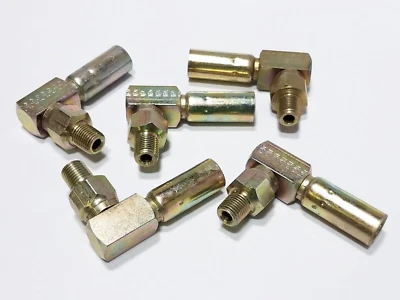 5 Weatherhead 04U-M04 1/4" Hose ID x 1/4" Male Pipe Swivel 90 Deg Elbow Fitting - Image 1 of 4