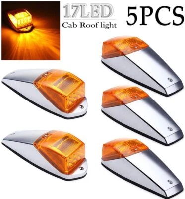 5x 17LED Cab Marker Top Roof Lights Amber for Peterbilt / Kenworth /Truck / Mack - Image 1 of 4