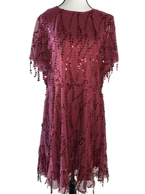 NWT Southern Fried Chics Burgundy Mesh Sequined Dress Size XXL - Image 1 of 4