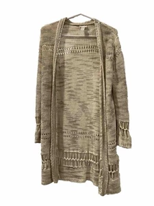Chico's Cream Tan Open Duster Cardigan Sweater Size 00 Soft Knit - Picture 1 of 7