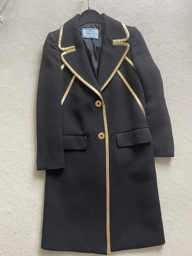 Prada cappotto nero oro piping fashion show piece ottime condizioni taglia 38 Ital