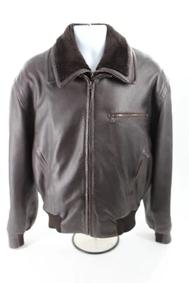 Seraphin of France Heavy Leather Shearling Mouton Collar Bomber Jacket 50 US 40 - Image 1 of 4