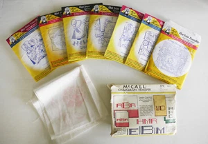 Deco alphabet from 1937 & 7 used Aunt Martha's Hot Iron Transfer patterns +cloth - Picture 1 of 12