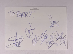 HIM Band Signed Card Villie Valo Mige Linde Jukka X5 Original Autographs - Picture 1 of 12