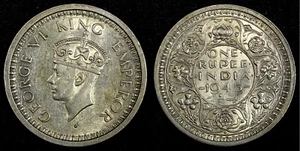 India-Británico Jorge VI Plata 1945 (B) Rupia KM# 557.1 (27 312) - Imagen 1 de 3