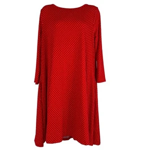 Honey & Lace Shift Dress Women's Large Knee Length 3/4 Sleeve Red Polka Dot USA - Picture 1 of 11