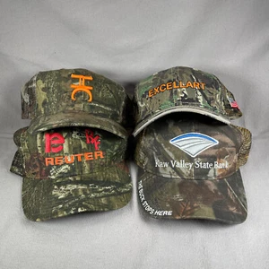 4 Camo Hat Men One Size Green Strapback Cap Mossy Oak Hunting Outdoor - Picture 1 of 13