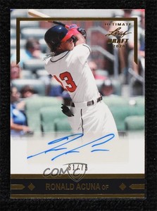 2020 Leaf Ultimate Draft 1991 Rookies Gold /75 Ronald Acuna Jr #GLR-RA1 Auto