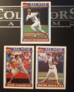 1991 Topps All-Stars AL Jose Canseco & Rickey Henderson & Bob Welch Lot 3