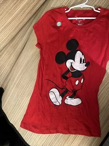 Disneyland Disney Mickey Mouse Red Small Adult T Shirt Short Sleeve NWT - Picture 1 of 6