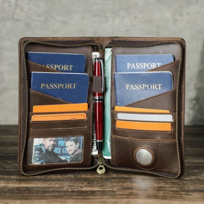 RFID Genuine Leather Clutch Travel Passport Wallet Credit Card Holder Organizer - Image 1 of 4
