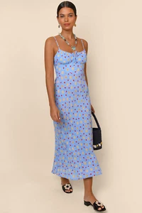 Rixo Lanie Sun Petal Serenity Sleeveless Midi Dress size 6 $360.00 - Picture 1 of 9