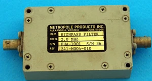2 MHz High pass filter P/N FRA-101 by Metropole Products USA. Tested and in VGC - Picture 1 of 5