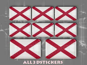 8 x 3D Stickers Resin Domed Flag Alabama - USA Adhesive Decal Vinyl - Picture 1 of 1