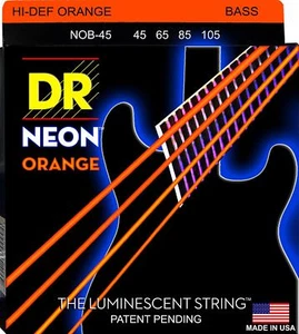 DR NOB-45 4 string Hi-Def Neon Orange Coated Bass Guitar Strings 45-105 MED - Picture 1 of 2