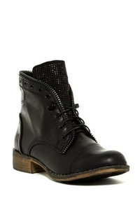 Report NIB Nyles Solid Black Embellishments Ankle Boots Size 6.5M - Picture 1 of 6