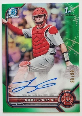 2022 Bowman Draft Chrome CDA-JCS Jimmy Crooks III Auto /99 True Green! - Image 1 of 2