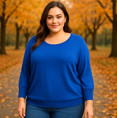 a.n.a A New Approach Pullover Sweater Women’s XL Blue Ribbed Knit 3/4 Sleeve GUC - Image 1 of 4