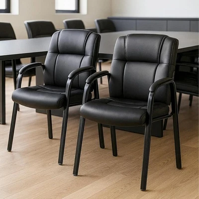 Sillas de cuero de lujo para sala de espera brazos acolchados para comodidad 2 piezas  Foto 1 de 4