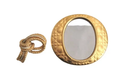 Auténtico broche Christian Dior estrás tono dorado espejo CD 2 set 4444N Foto 1 de 4