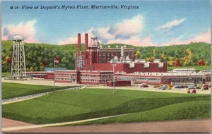 Martinsville, Virginia Postkarte "Blick auf DuPonts Nylonfabrik" Fabrik/Leinen - Bild 1 von 2