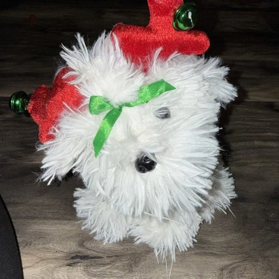 Dan Dee Spinning Dancing White Christmas Dog Puppy Plays Jingle Bells UNTESTED - Image 1 of 3