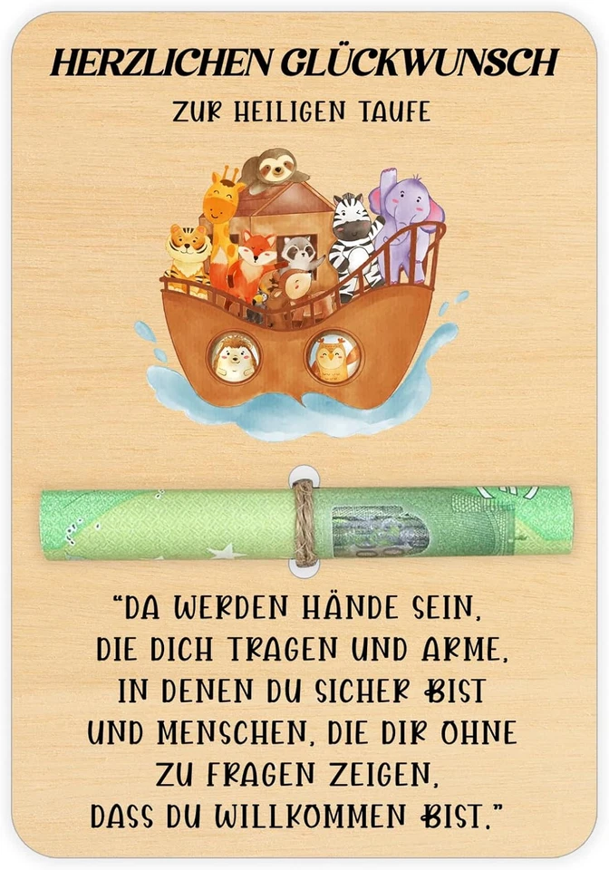 Geldgeschenke zur Taufe - Arche Noah Geschenk aus Holz - Bild 1 von 4