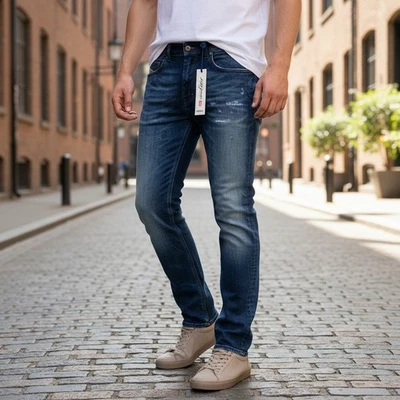 DIESEL Thavar-NE R060S W28 Men Jeans Taper Distress Aged Look Sweat Jogg Blue - Bild 1 von 4