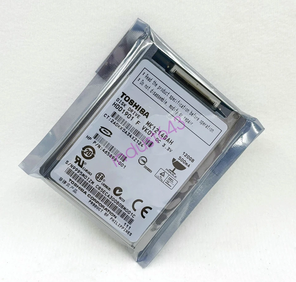 Toshiba 120GB MK1214GAH 1.8" CE hard drive for notebook/ IPOD/ Video camera. - Image 1 of 2