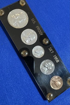 Beautiful 1958 Proof Set in Capital Holder Nice Coins Silver  - Image 1 of 4