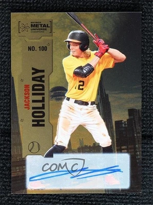 2022 Skybox Metal Universe Champions Gold Auto /25 Jackson Holliday #100 Auto - Image 1 of 2