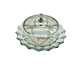 English Art Nouveau Silver Plated Lidded Relish, Condiments Dish & Glass Base - Picture 1 of 7