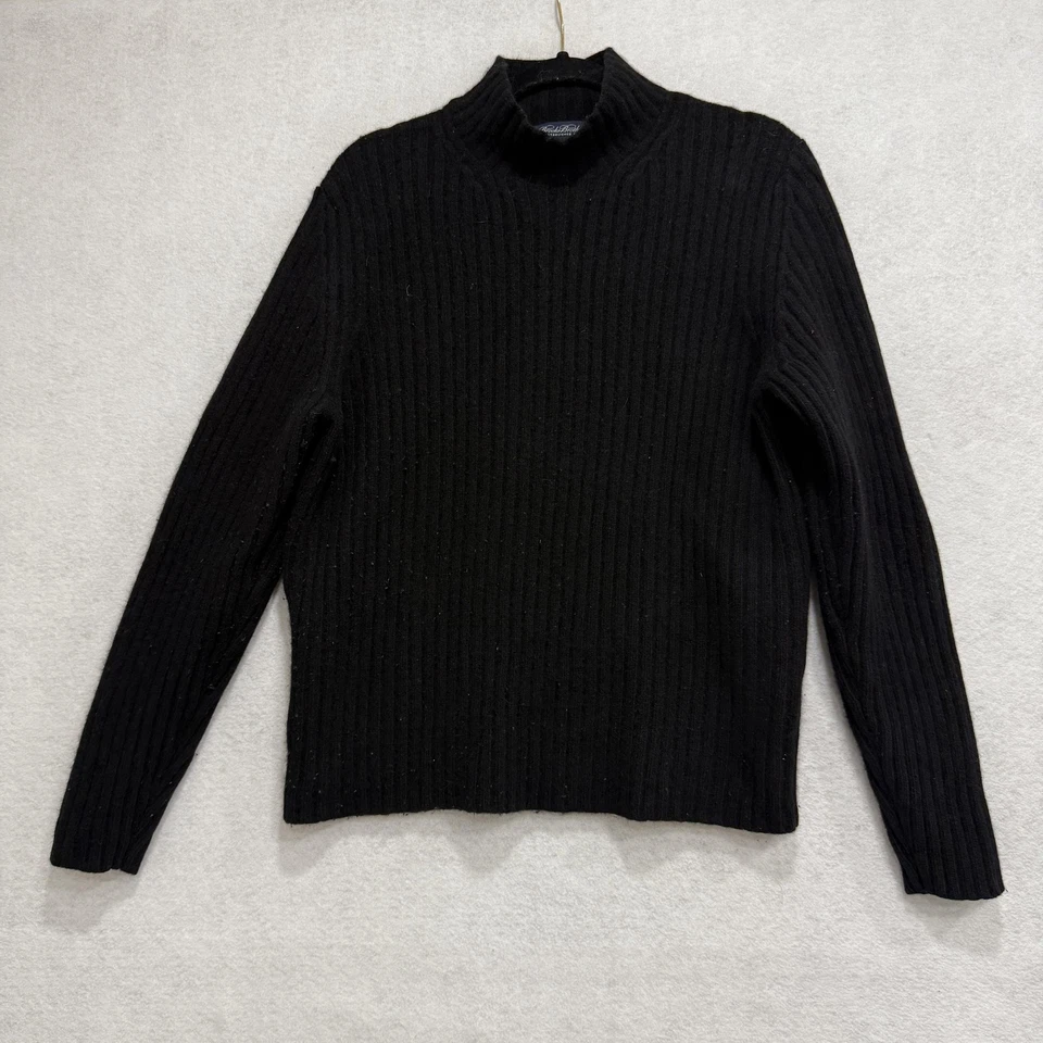 Brooks Brothers свитер мужской средний черный шерсти кашемир ребристый насмешливый воротник - Изображение 1 из 4