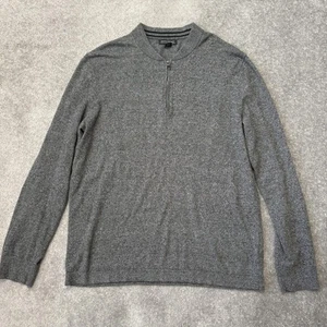 Banana Republic Sweater Mens Large Gray Half Zip Pullover Cotton Cashmere Blend - Picture 1 of 7