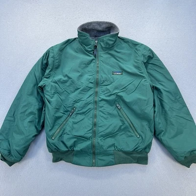 L.L.Bean Warm-Up Bomber Jacket Men’s M – Green Shell / Grey Sherpa Lining – VGC - Image 1 of 4