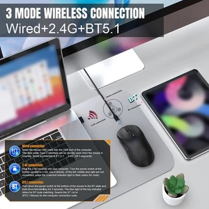 T68 Wireless 2.4G BT5.1 Wired -Mode Rechargeable Gaming Mouse VCAB - Picture 1 of 7