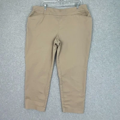 Croft & Barrow Pants Womens 16W Short Tan Pull On Elastic Waist Hi Rise Stretch - Image 1 of 4