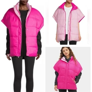 UGG Sydnee Pink Reversible Oversized Puffer Vest Cozy Girly Womens Sz XL Flawed - Picture 1 of 15