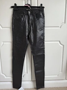 TOXIK3 Black Shiny Glitter Jeans NEW UK 10 - Picture 1 of 7